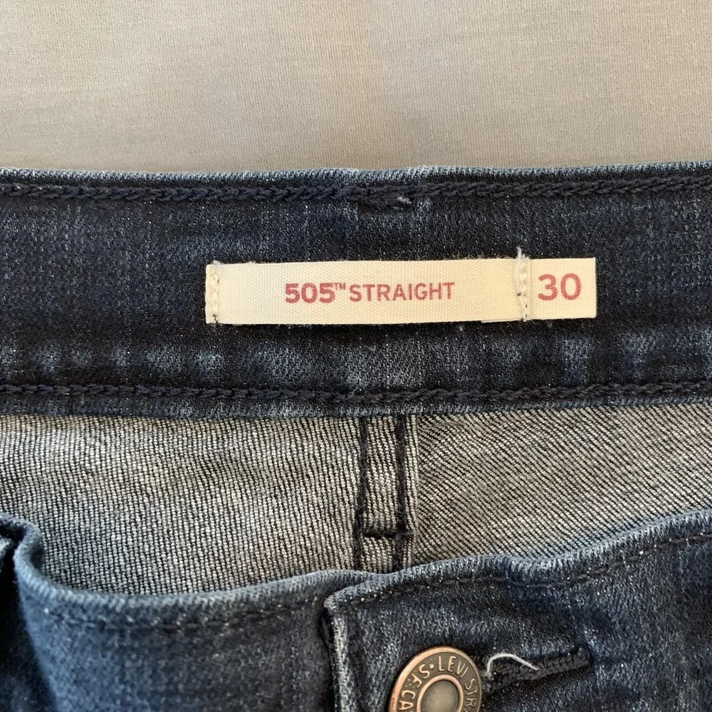 Levis 505 Jeans Womans‎ 30 (31x28) Blue Straight Leg Stretch Denim Mid Rise